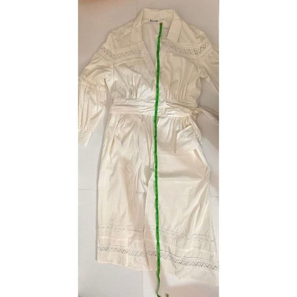 New York & Co White Puff Sleeve WrapBlouse Embroidered Tunic Dress Sz XL #1158 - Picture 6 of 11